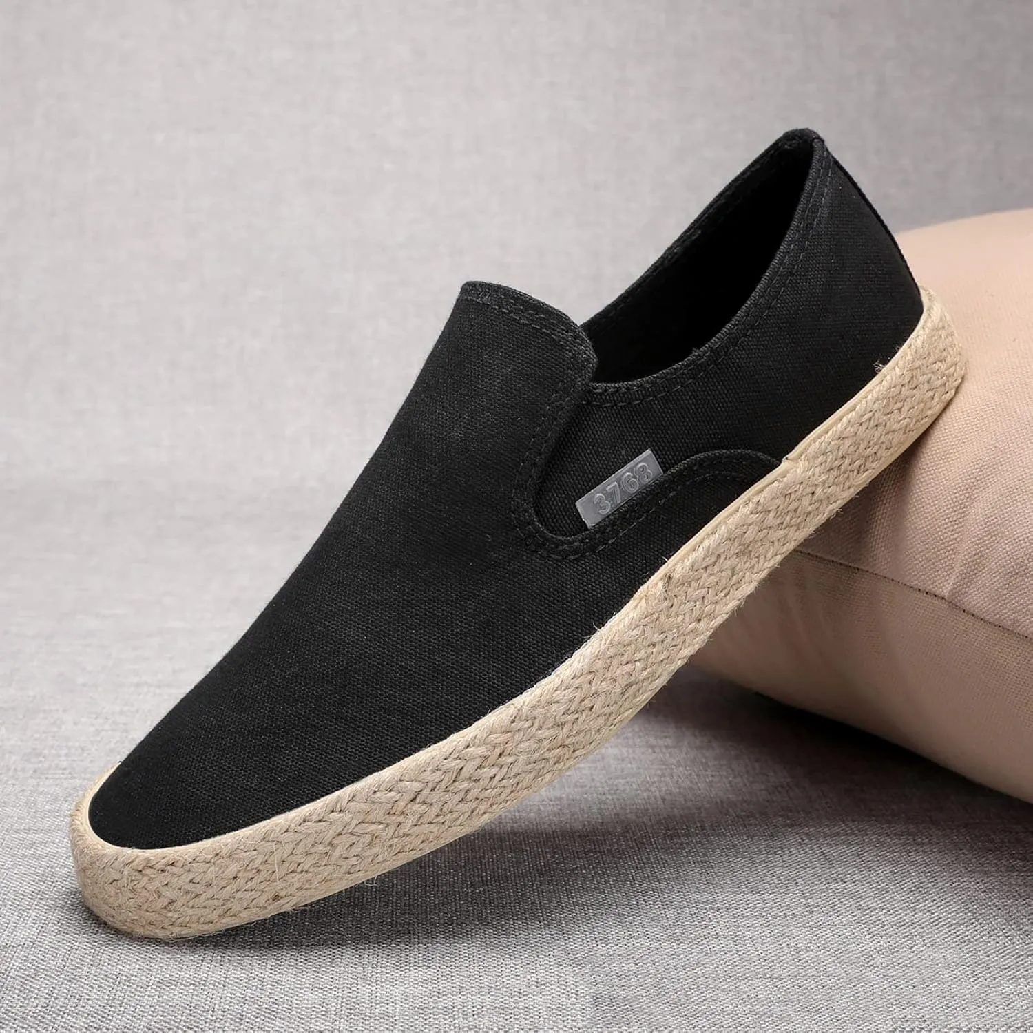 Mens Slip On Sneakers Comfortable Wide Width Espadrilles Casual Sneakers Breathable Lightweight Canvas Sport Shoes Flat Walking Shoes