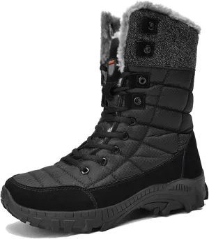 Men's Snow Boots Waterproof Warm Fur Lined Winter Hiking Boots Outdoor Non-slip High-top Shoes