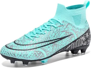 Mens Soccer Cleats Boots, High-Top Breathable Lightweight Youth Soccer Athletic Shoes, Football Boots Sneakers for Outdoor Indoor Training Competition (Color : A, Size : 10)