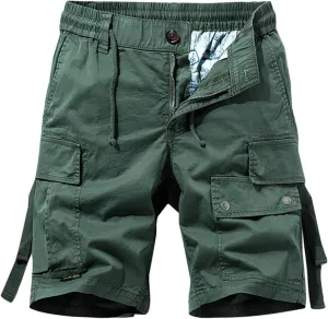 Mens Tactical Cargo Shorts Water Resistant Quick Dry Drawstring Hiking Shorts Elastic Waist Camping Bottom 4 Pockets