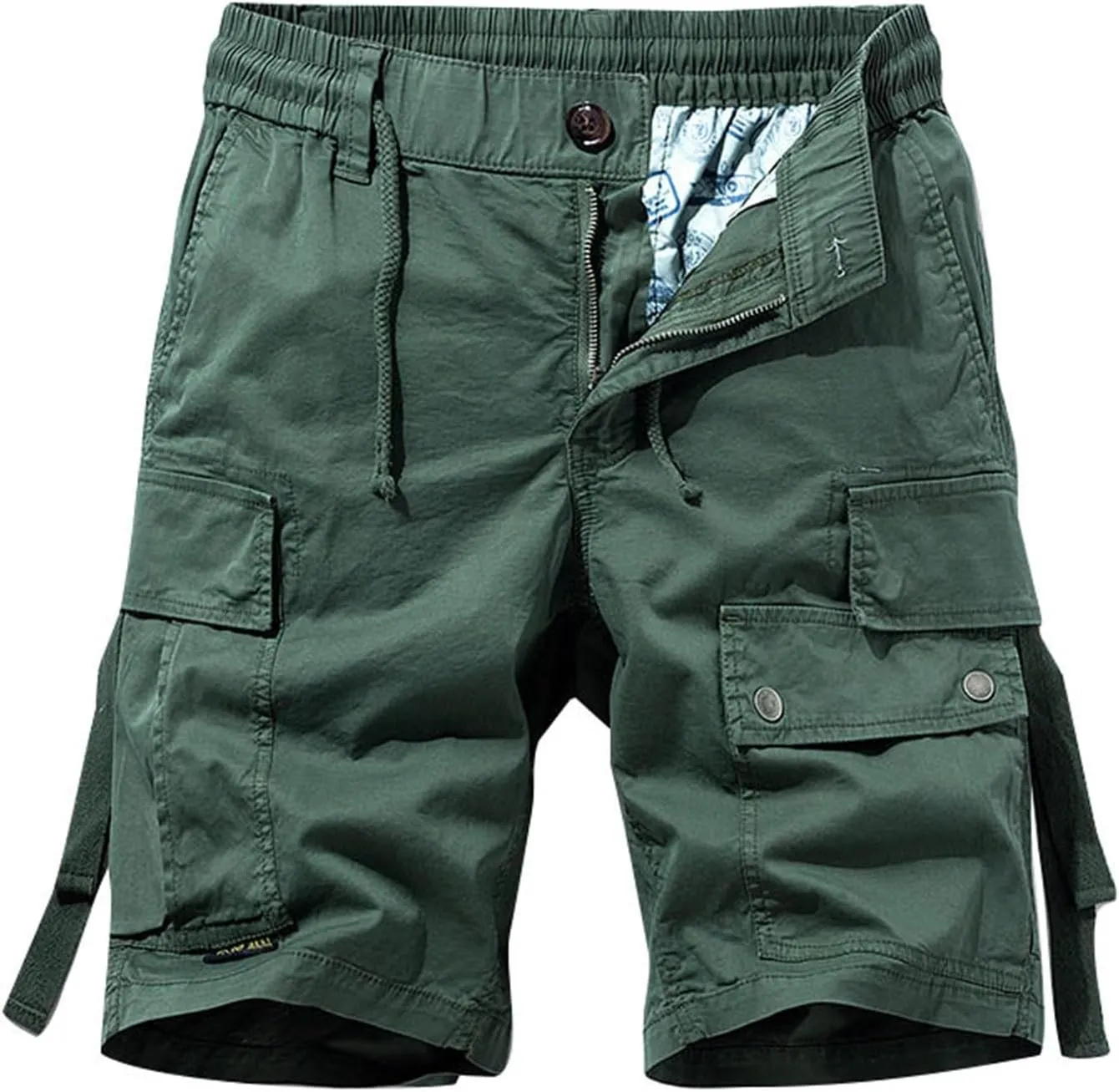 Mens Tactical Cargo Shorts Water Resistant Quick Dry Drawstring Hiking Shorts Elastic Waist Camping Bottom 4 Pockets