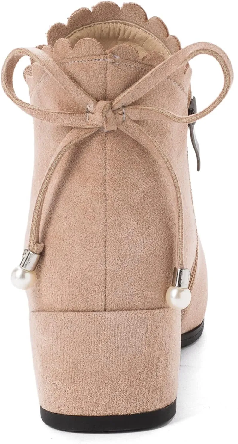 Mid Block Heel Square Toe Suede Women Ankle Boots