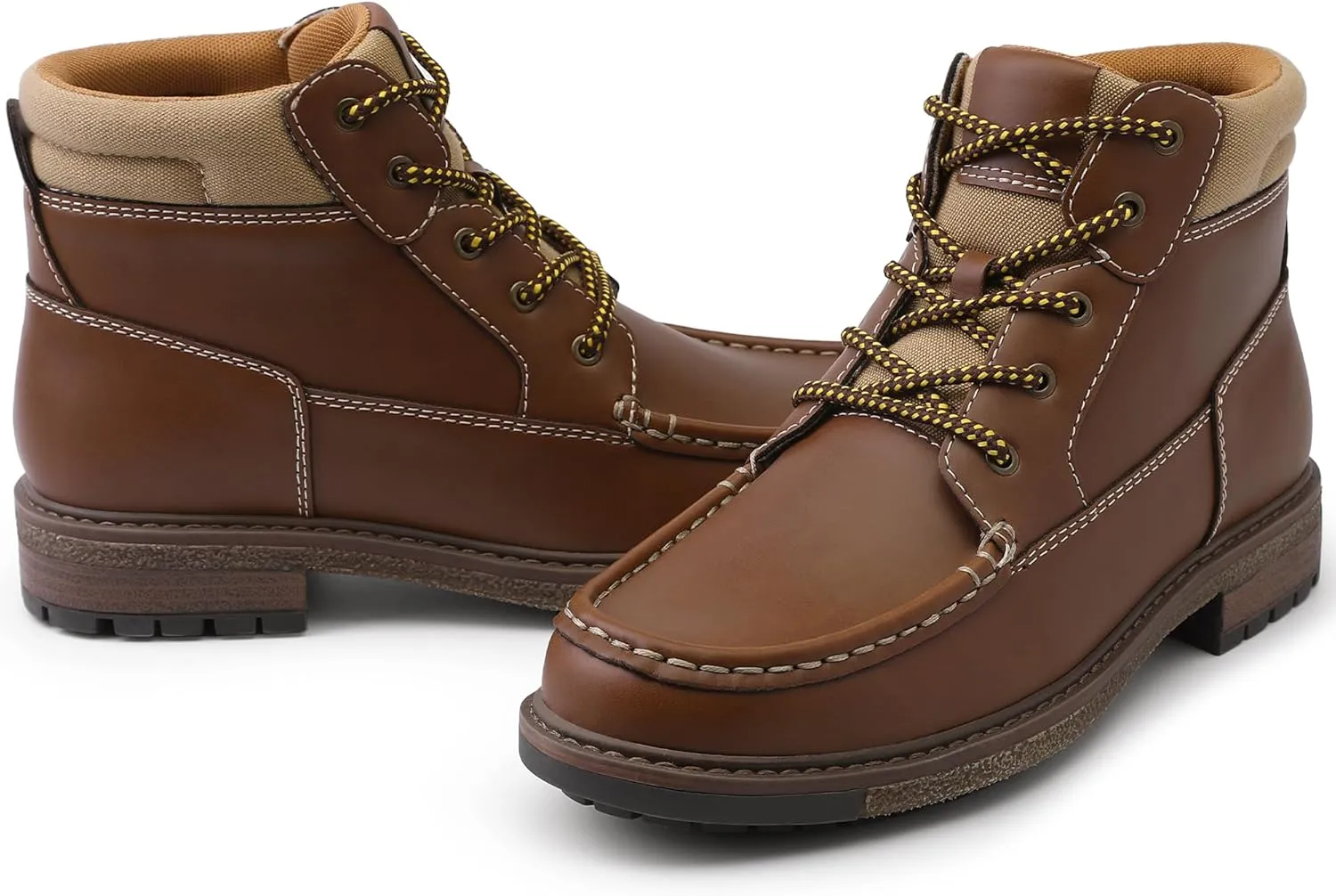 MIXIN Mens Boots Casual Chukka Faux Leather Hard Sole Dress shoes
