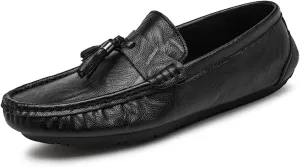 New Loafers for Men Genuine Leather Stitching Details Round Toe Tassel Lightweight Anti-slip Comfortable Wedding Slip-ons
