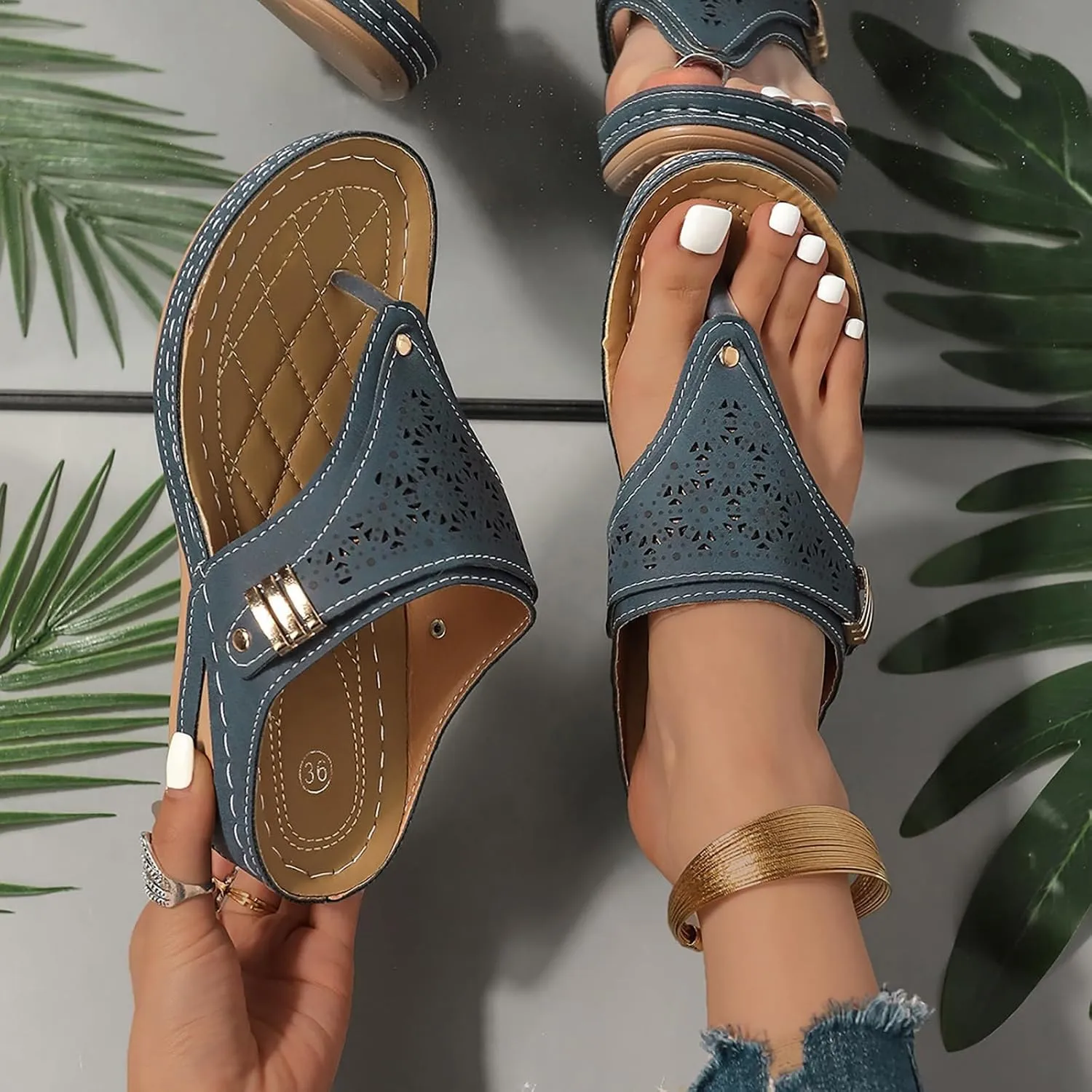 Orthopedic Sandals for Women - Arch Support Wedge Flip Flops Summer 2025 Comfortable Elegant Casual Beach Slippers