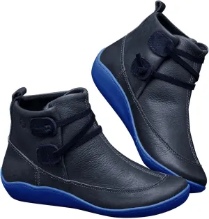 Platform Boots for Women Ankle Womens Booties Fall Womens Cowboy Boots Short Womens Bootie Round Toe Solid Color Comfy Casual Slip on Pointed Toe Leather Casual