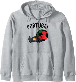 Portugal Flag Soccer Ball Shoes Football Fan Men Women Kids Zip Hoodie