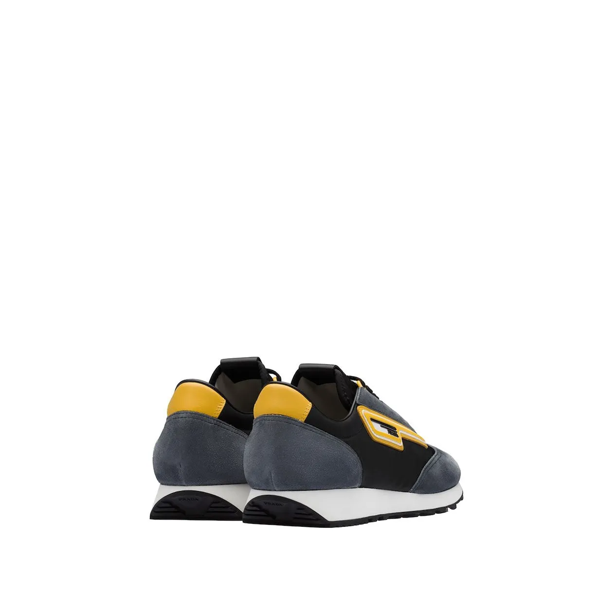 Prada 2EG276-3KUY Men's Shoes Black & Yellow Cloudbust Technical Fabric / Suede Leather Casual Sneakers (PRM1017)