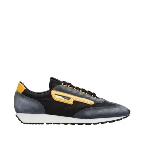 Prada 2EG276-3KUY Men's Shoes Black & Yellow Cloudbust Technical Fabric / Suede Leather Casual Sneakers (PRM1017)