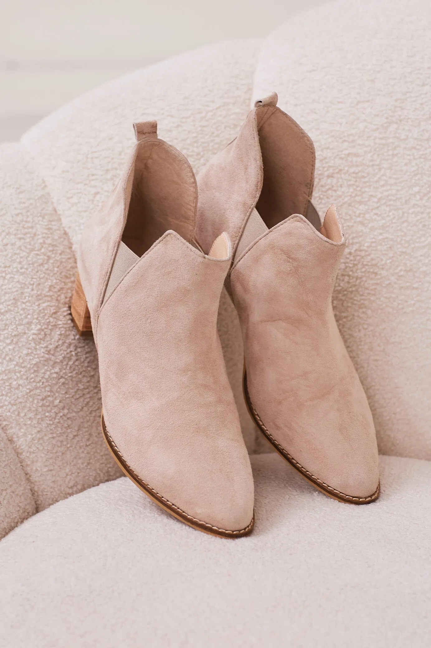 Raven Suede Boots in Ivory