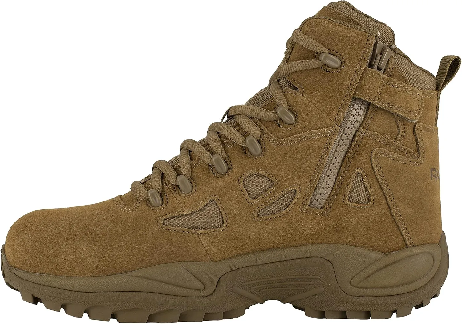 Reebok Work Men's Rapid Response RB Safety Toe 6" Stealth Boot with Side Zipper Military & Tactical