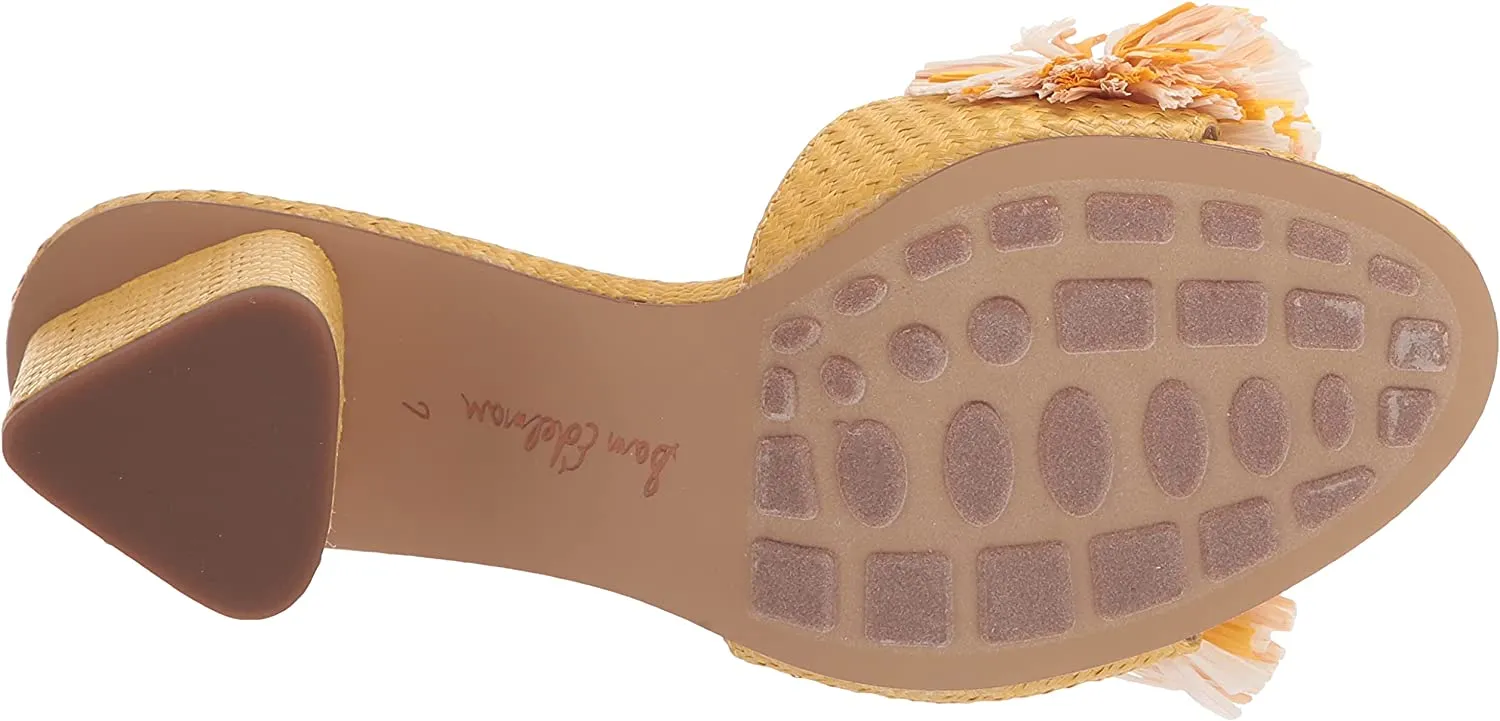Sam Edelman Olia Desert Sun Pom-Poms Embellished Strap Block Mule Heeled Sandals