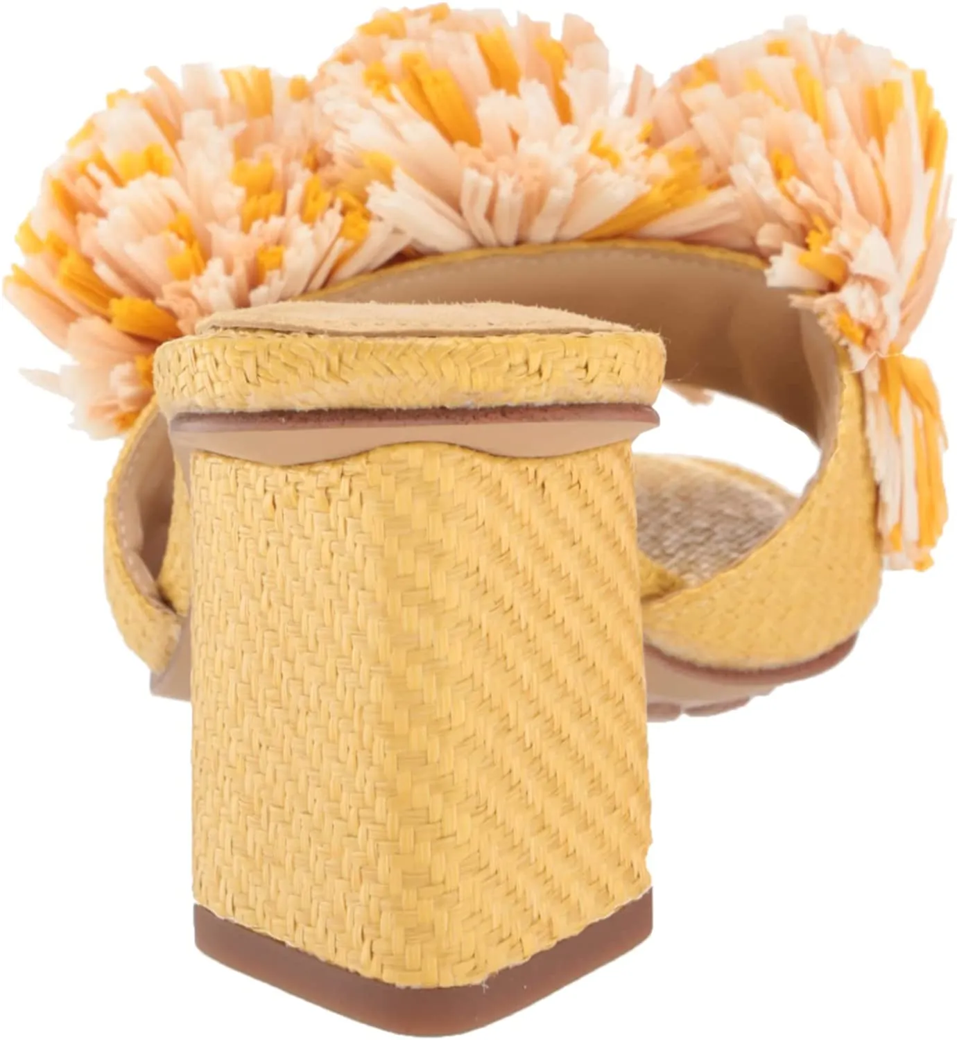 Sam Edelman Olia Desert Sun Pom-Poms Embellished Strap Block Mule Heeled Sandals