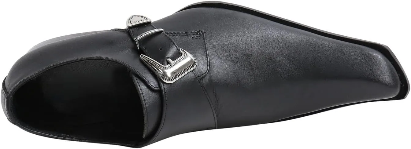 Santimon Men's Patent Leather Dress Shoes with Buckle, Pointed Toe, and Rivet Accents ?C Elegant Casual Loafers for Office, Weddings, Parties & Bar
