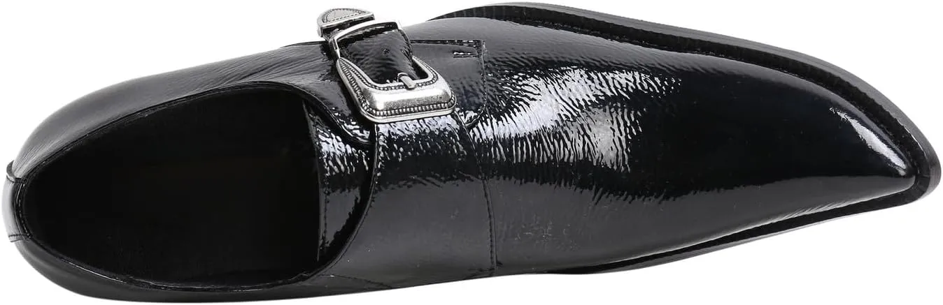 Santimon Men's Patent Leather Dress Shoes with Buckle, Pointed Toe, and Rivet Accents ?C Elegant Casual Loafers for Office, Weddings, Parties & Bar
