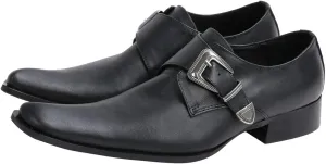 Santimon Men's Patent Leather Dress Shoes with Buckle, Pointed Toe, and Rivet Accents ?C Elegant Casual Loafers for Office, Weddings, Parties & Bar