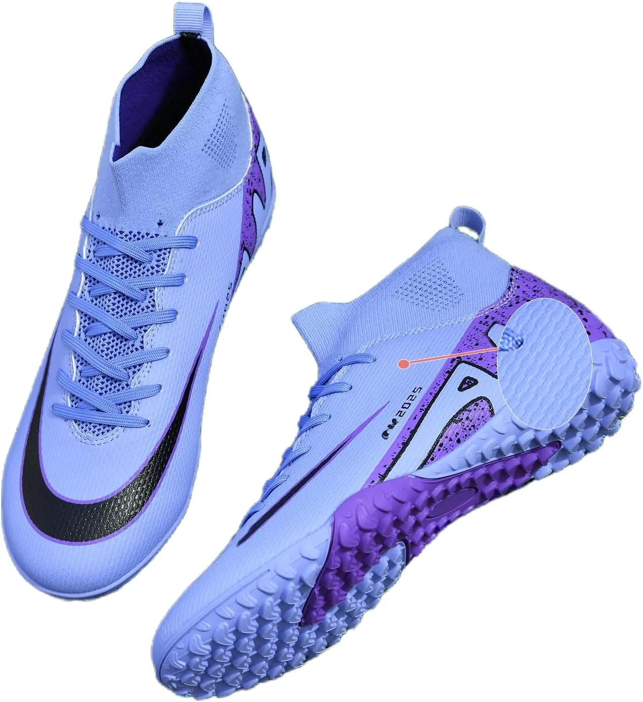 SARW Turf Mens High-Top Soccer Cleats Womens Football Shoes for Boys Girls Beginners Lightweight Youth Professional Indoor Outdoor Black Purple Pink Beige