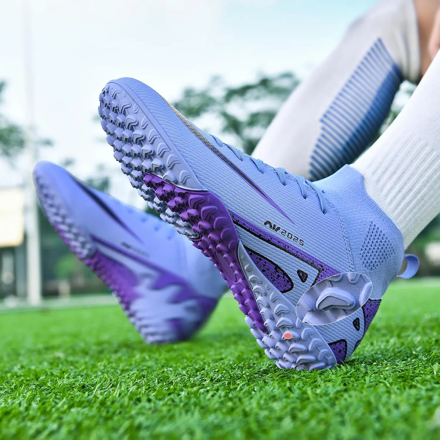 SARW Turf Mens High-Top Soccer Cleats Womens Football Shoes for Boys Girls Beginners Lightweight Youth Professional Indoor Outdoor Black Purple Pink Beige