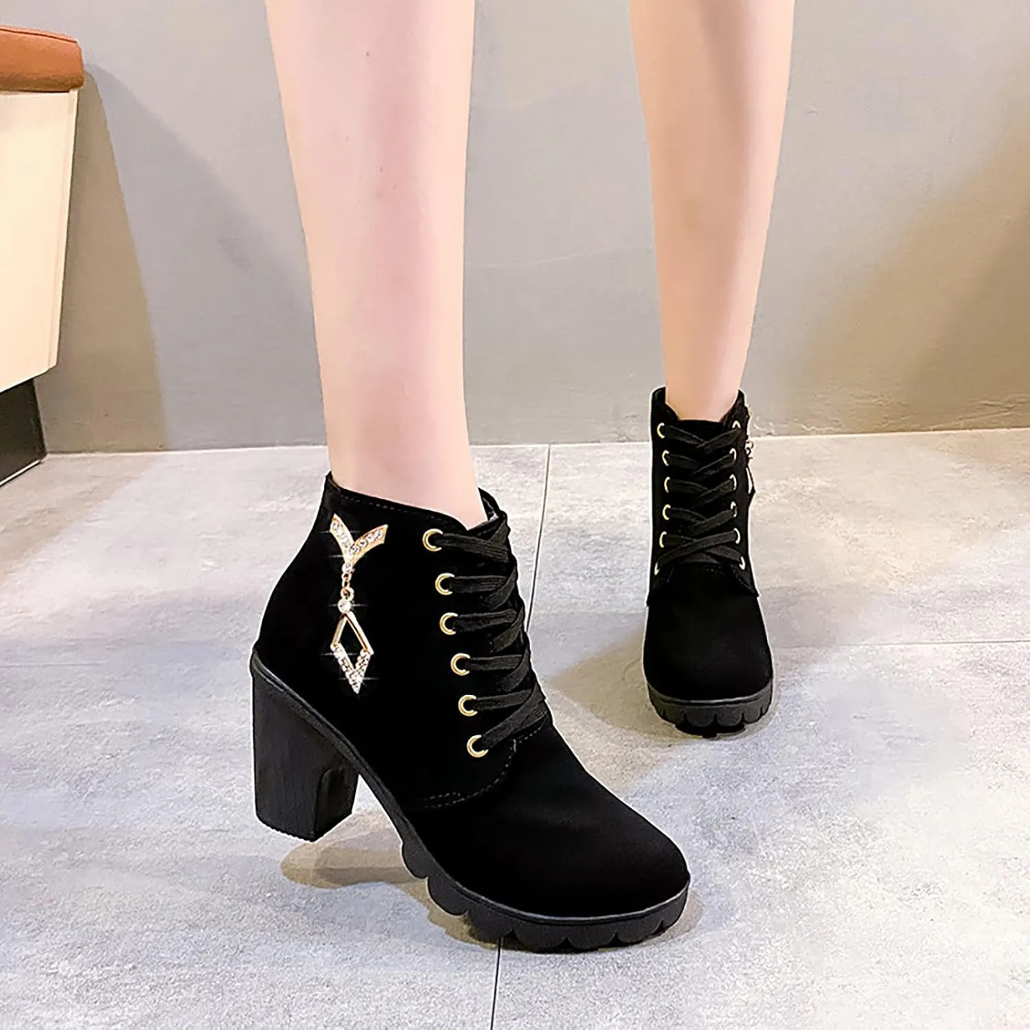 SBGMoSJ Ankle Boots for Women No Heel Wide Width Booties for Women Low Heel Ankle Boots for Women Size 9.5 Wide Womens Fall Ankle Boots Low Heel Womens Western Boots Wide Width