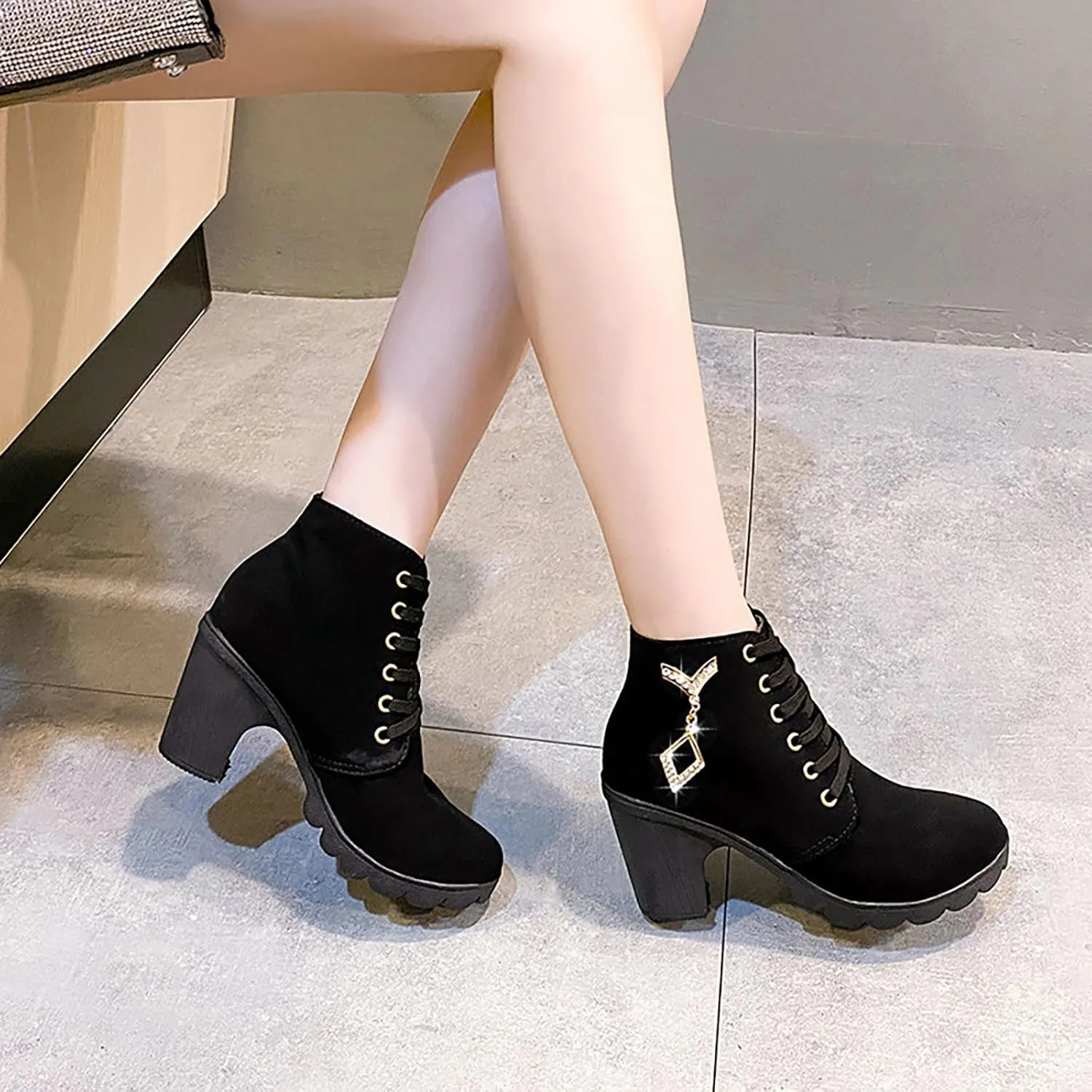 SBGMoSJ Ankle Boots for Women No Heel Wide Width Booties for Women Low Heel Ankle Boots for Women Size 9.5 Wide Womens Fall Ankle Boots Low Heel Womens Western Boots Wide Width