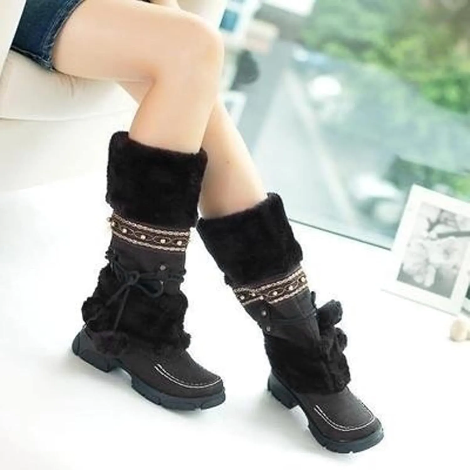 SBGMoSJ Short Winter Boots for Women Waterproof Snow Women's Duck Boots Waterproof Black Women Winter Boots Wide Size Winter Boot Women Botas De Nieve