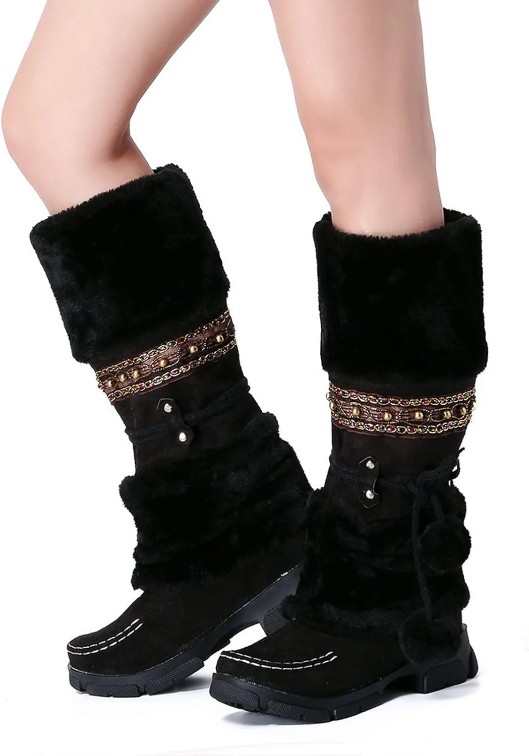 SBGMoSJ Short Winter Boots for Women Waterproof Snow Women's Duck Boots Waterproof Black Women Winter Boots Wide Size Winter Boot Women Botas De Nieve