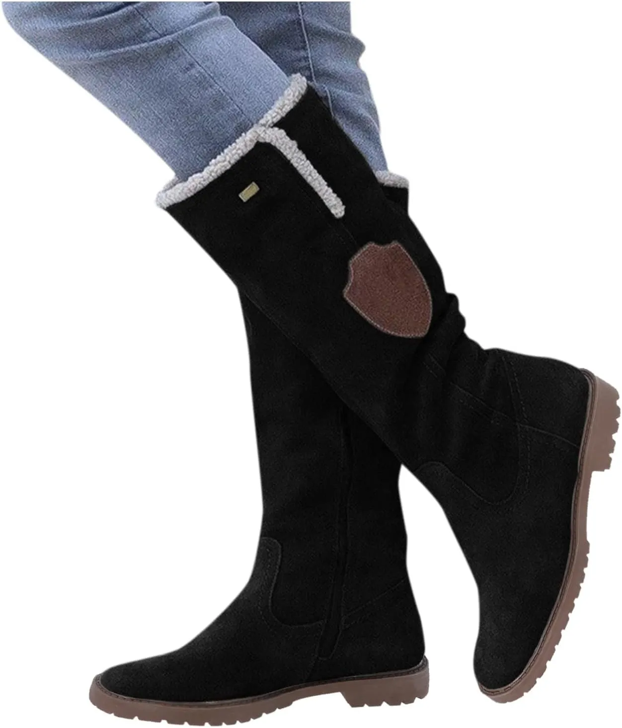 SBGMoSJ Winter Boots for Women Fashionable Non Slip Winter Boots Wide Women's Winter Mid Calf Snow Booties Women Winter Boots Size 10 1/2 Botas Contra El Agua Para Mujeres