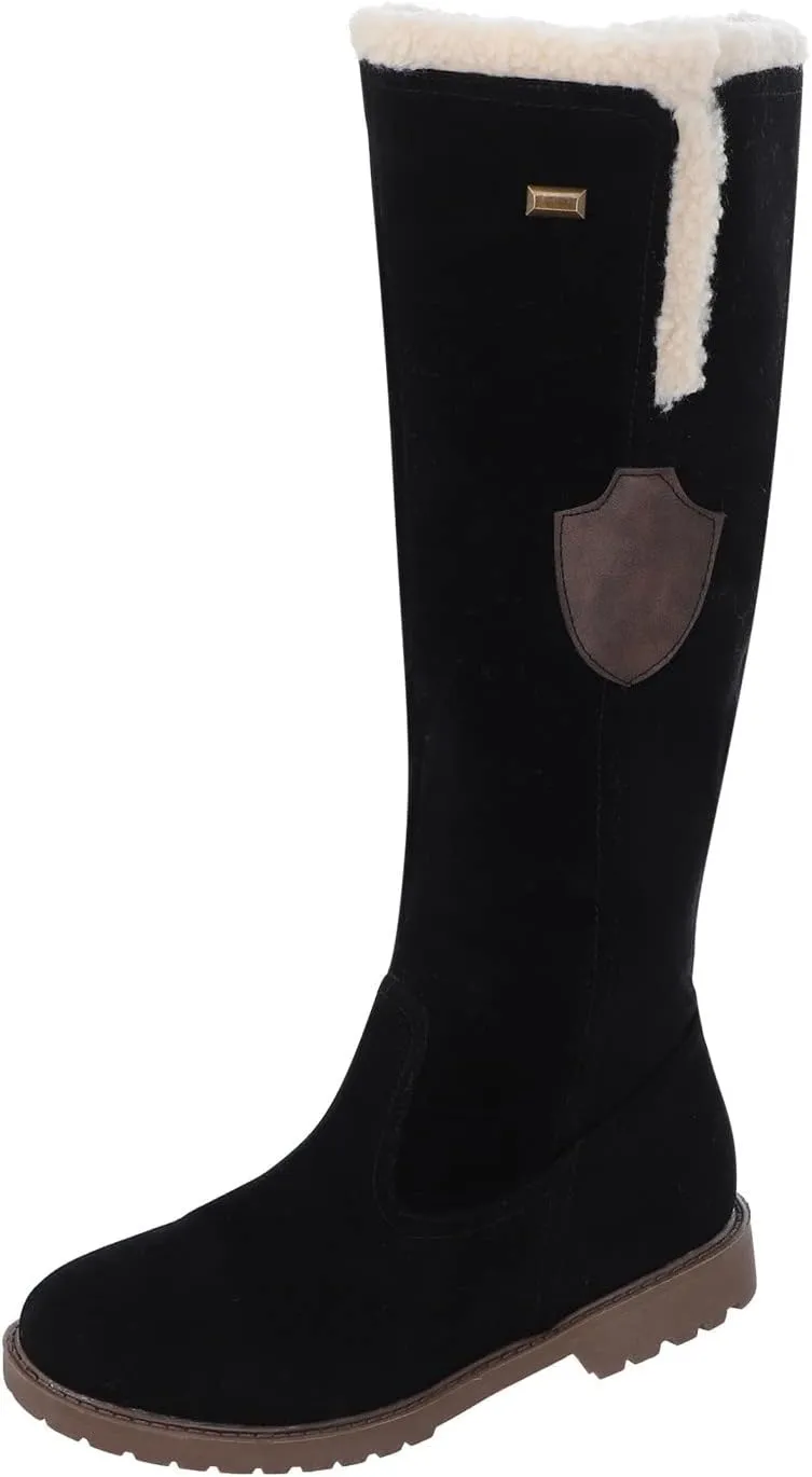 SBGMoSJ Winter Boots for Women Fashionable Non Slip Winter Boots Wide Women's Winter Mid Calf Snow Booties Women Winter Boots Size 10 1/2 Botas Contra El Agua Para Mujeres