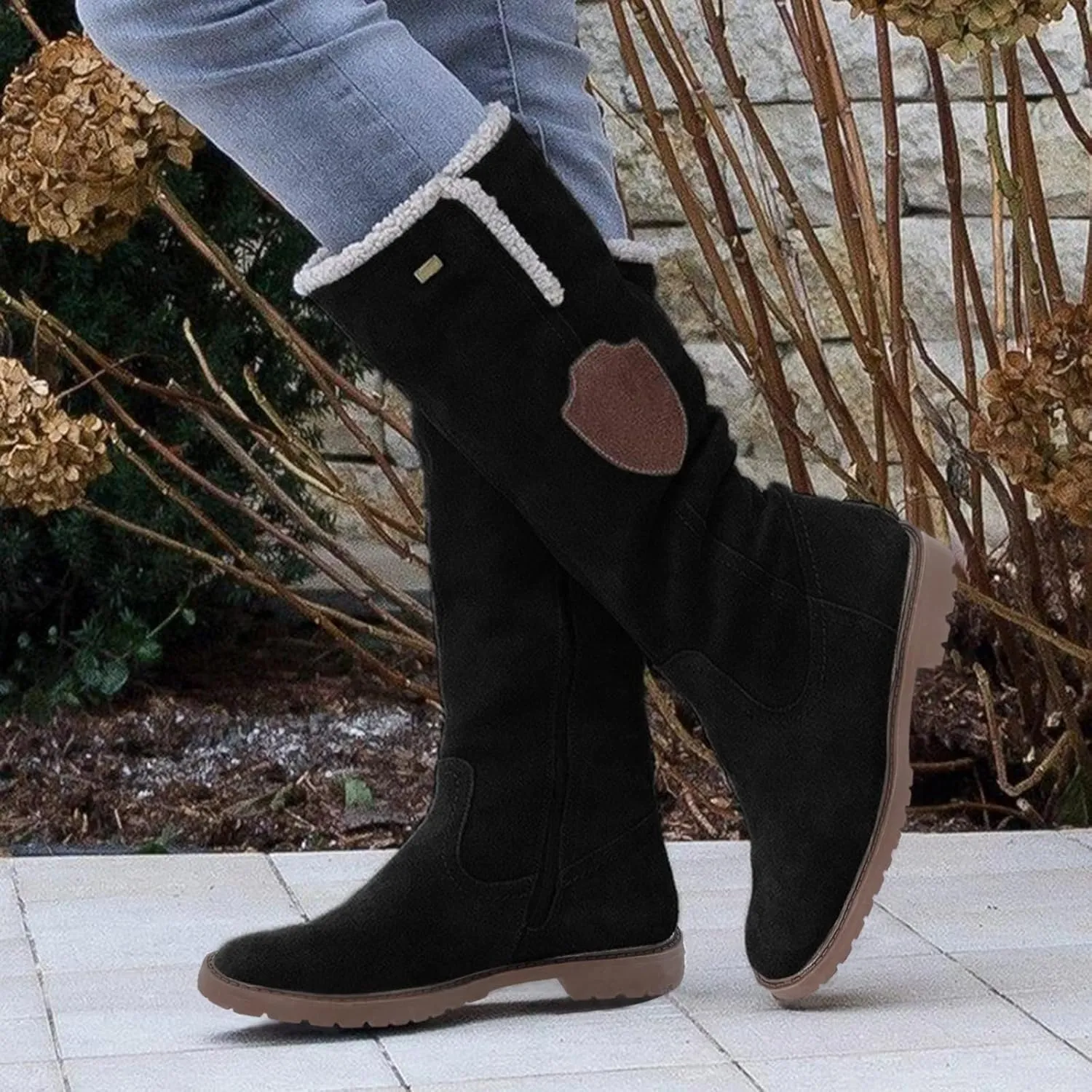 SBGMoSJ Winter Boots for Women Fashionable Non Slip Winter Boots Wide Women's Winter Mid Calf Snow Booties Women Winter Boots Size 10 1/2 Botas Contra El Agua Para Mujeres