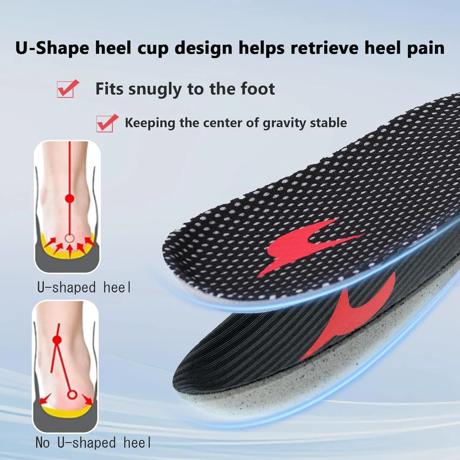 Shoe Insoles, Comfort Thin Lightweight Shock Absorption and Cushion Shoe Insole, Best Insoles for Men and Women for Everyday Use
