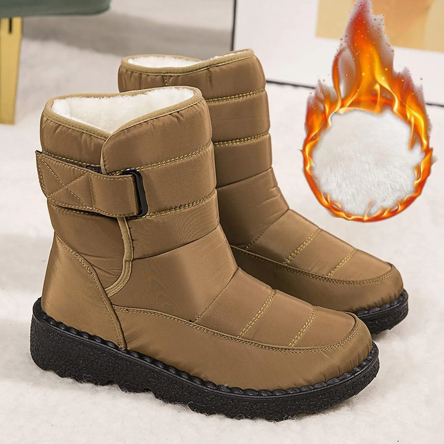 Slip on Winter Boots for Women Cute Snow Boot Women Wide Waterproof Winter Boots Slip on Womens Wide Snow Boots for Women Waterproof Botas De Invierno Contra Agua Mujer