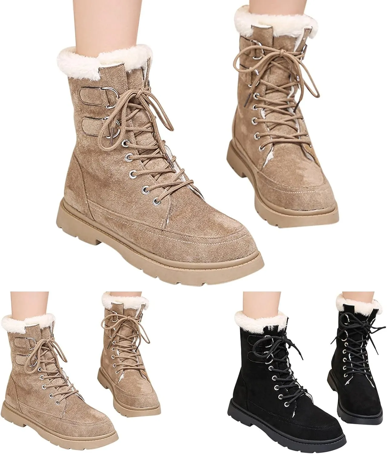 Snow Boots for Women Cute Calf High Winter Snow Boots Womens Ankle Boots Warm Fuzzy Winter Boots for Women Womens Rubber Ankle Boots Waterproof Women's Tall Winter Boots