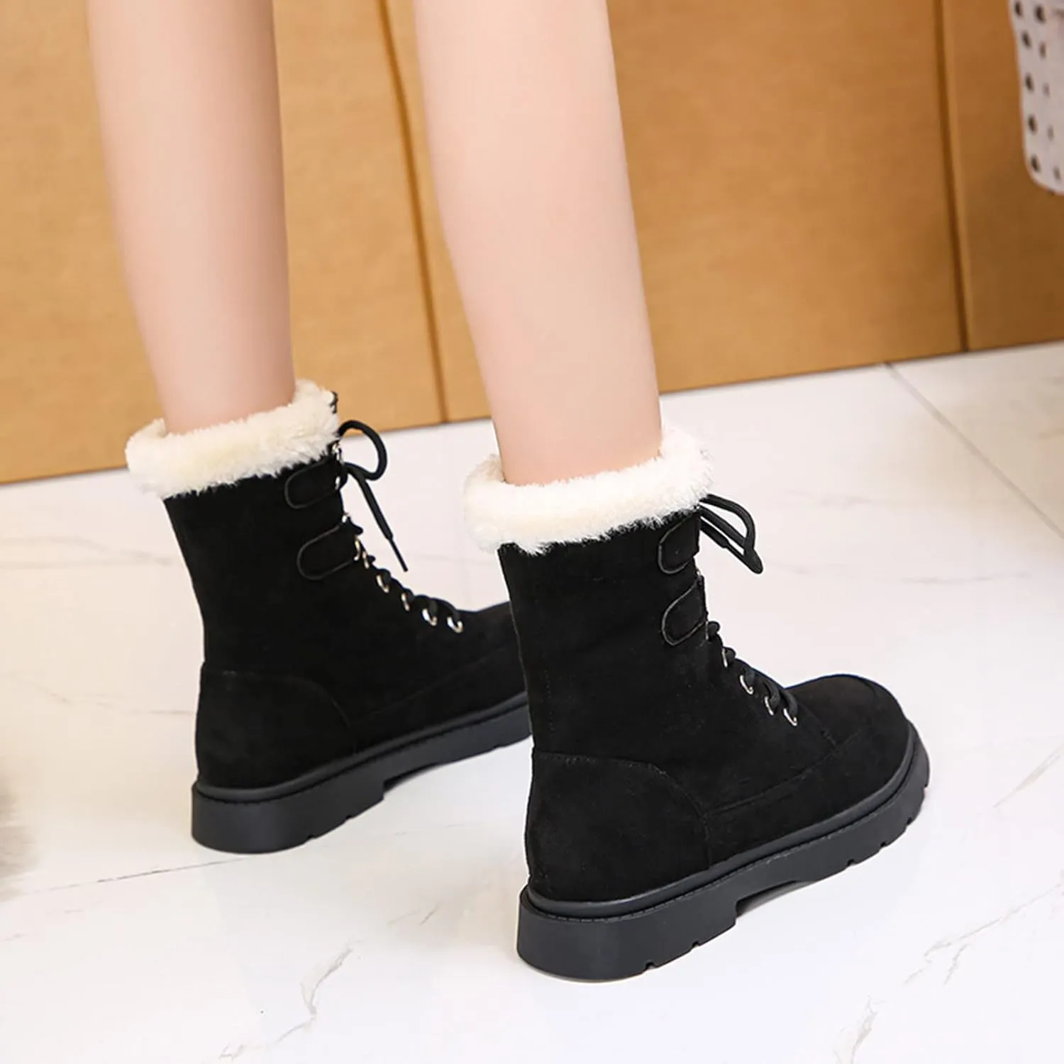 Snow Boots for Women Cute Calf High Winter Snow Boots Womens Ankle Boots Warm Fuzzy Winter Boots for Women Womens Rubber Ankle Boots Waterproof Women's Tall Winter Boots