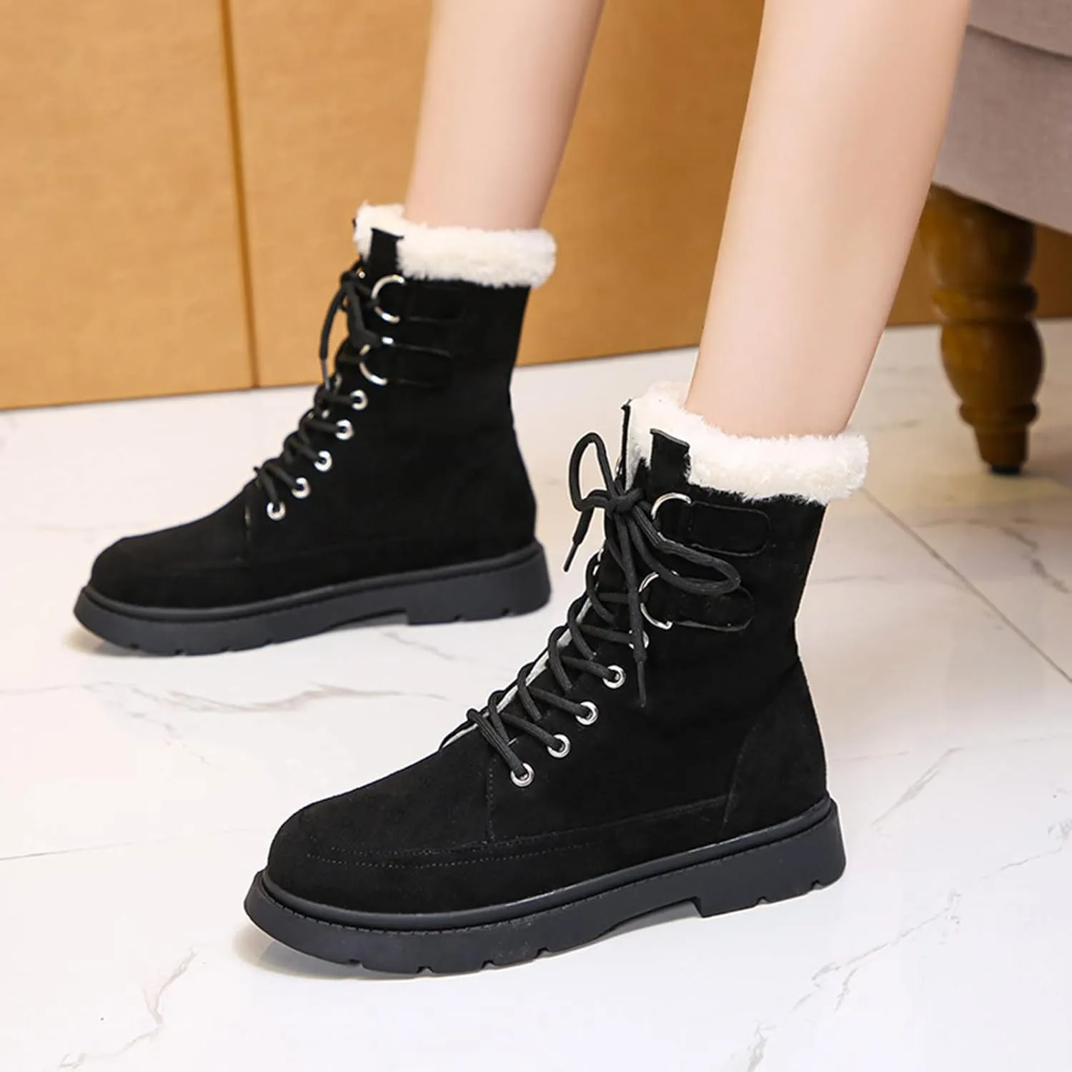 Snow Boots for Women Cute Calf High Winter Snow Boots Womens Ankle Boots Warm Fuzzy Winter Boots for Women Womens Rubber Ankle Boots Waterproof Women's Tall Winter Boots