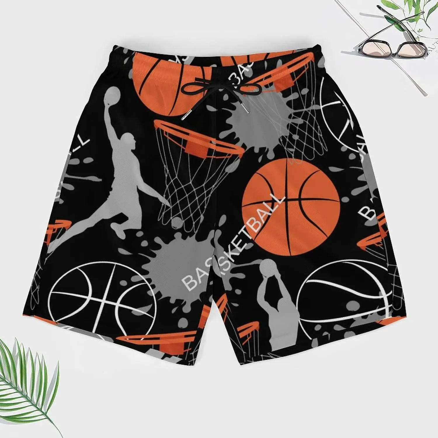 Soccer Ball on Fire Mens Quick Dry Swim Trunks Board Shorts with Compression Liner and Pockets