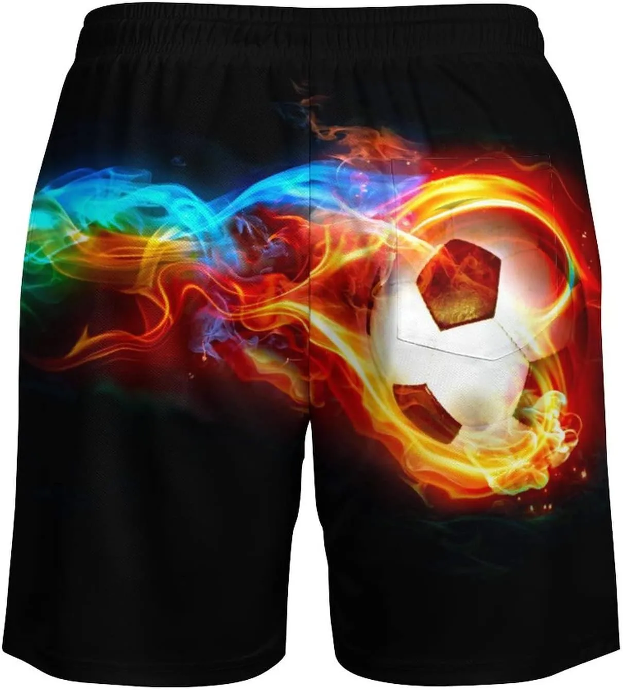 Soccer Ball on Fire Mens Quick Dry Swim Trunks Board Shorts with Compression Liner and Pockets