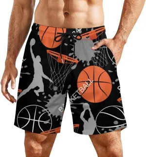 Soccer Ball on Fire Mens Quick Dry Swim Trunks Board Shorts with Compression Liner and Pockets