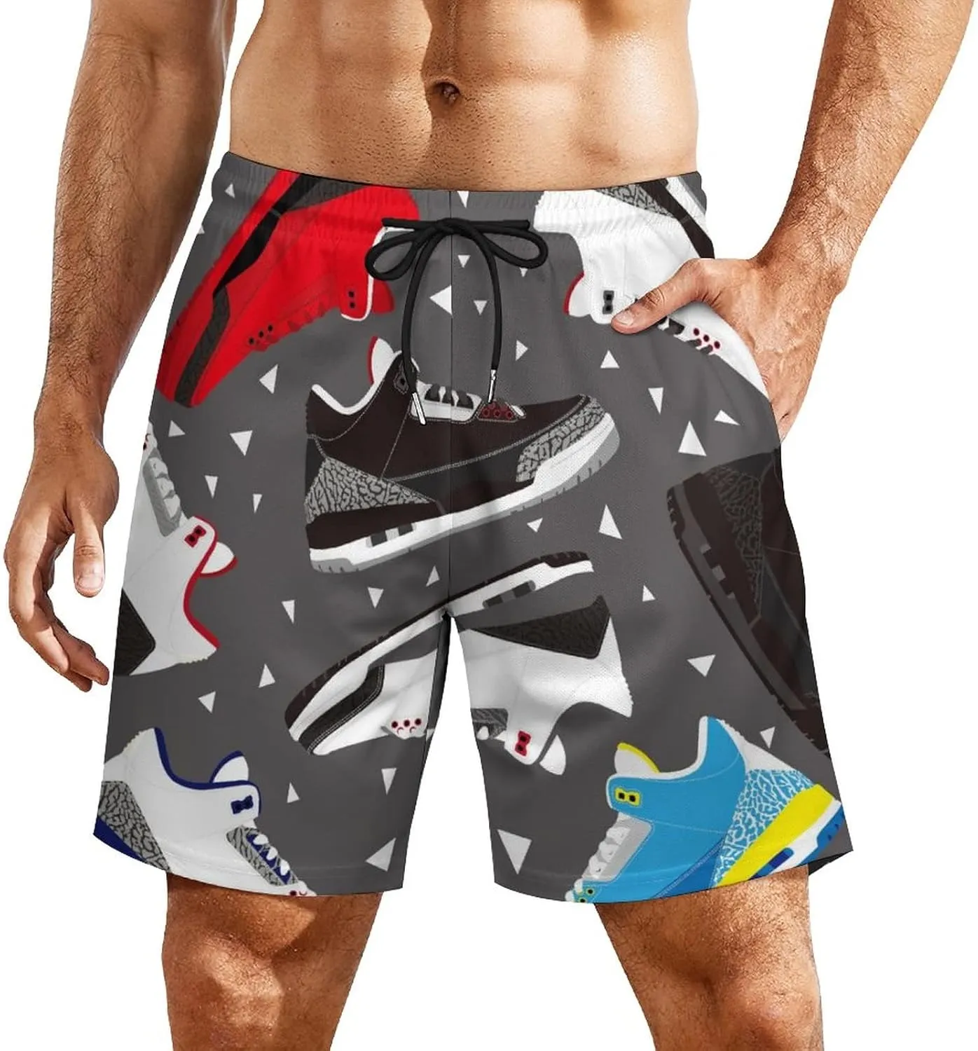 Soccer Ball on Fire Mens Quick Dry Swim Trunks Board Shorts with Compression Liner and Pockets