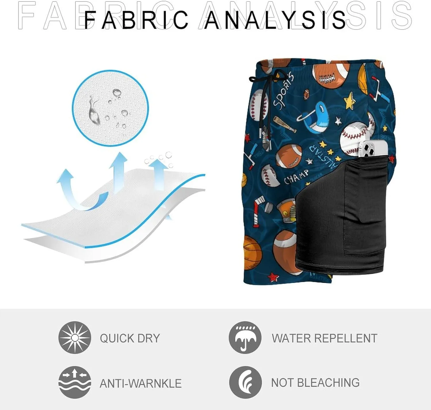 Soccer Ball on Fire Mens Quick Dry Swim Trunks Board Shorts with Compression Liner and Pockets
