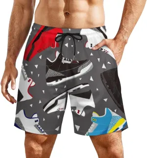 Soccer Ball on Fire Mens Quick Dry Swim Trunks Board Shorts with Compression Liner and Pockets