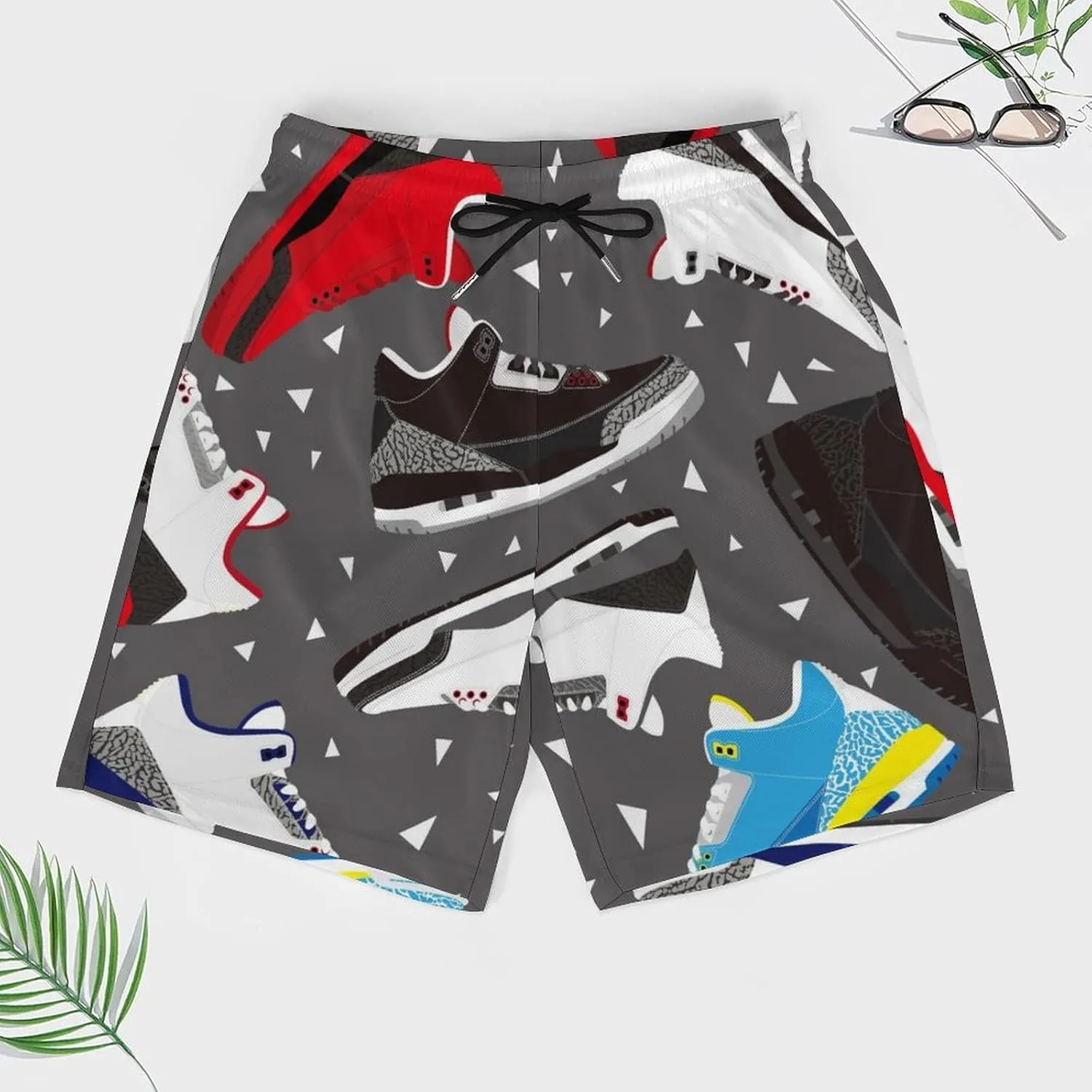 Soccer Ball on Fire Mens Quick Dry Swim Trunks Board Shorts with Compression Liner and Pockets