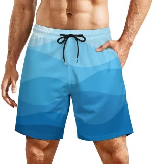 Soccer Ball on Fire Mens Quick Dry Swim Trunks Board Shorts with Compression Liner and Pockets