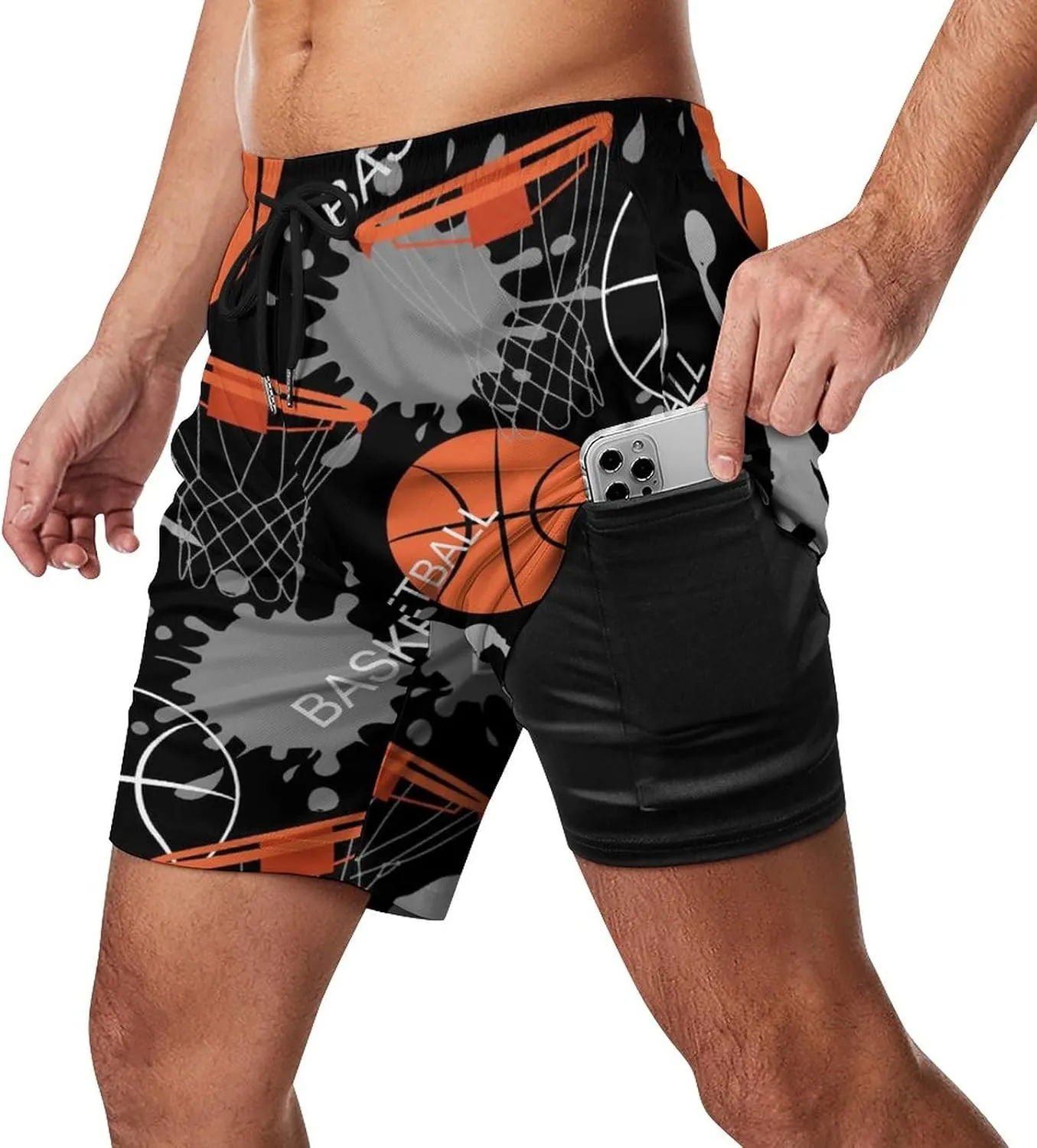 Soccer Ball on Fire Mens Quick Dry Swim Trunks Board Shorts with Compression Liner and Pockets