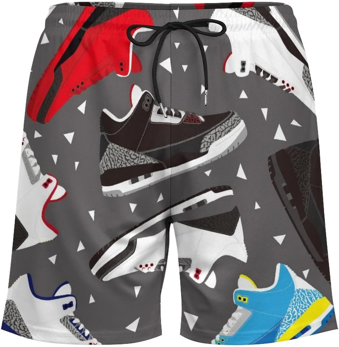 Soccer Ball on Fire Mens Quick Dry Swim Trunks Board Shorts with Compression Liner and Pockets