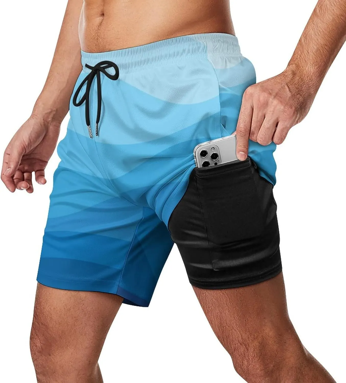 Soccer Ball on Fire Mens Quick Dry Swim Trunks Board Shorts with Compression Liner and Pockets