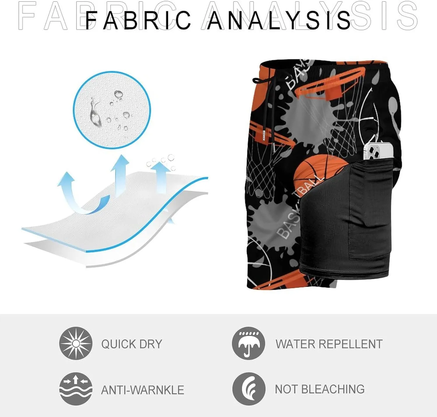 Soccer Ball on Fire Mens Quick Dry Swim Trunks Board Shorts with Compression Liner and Pockets