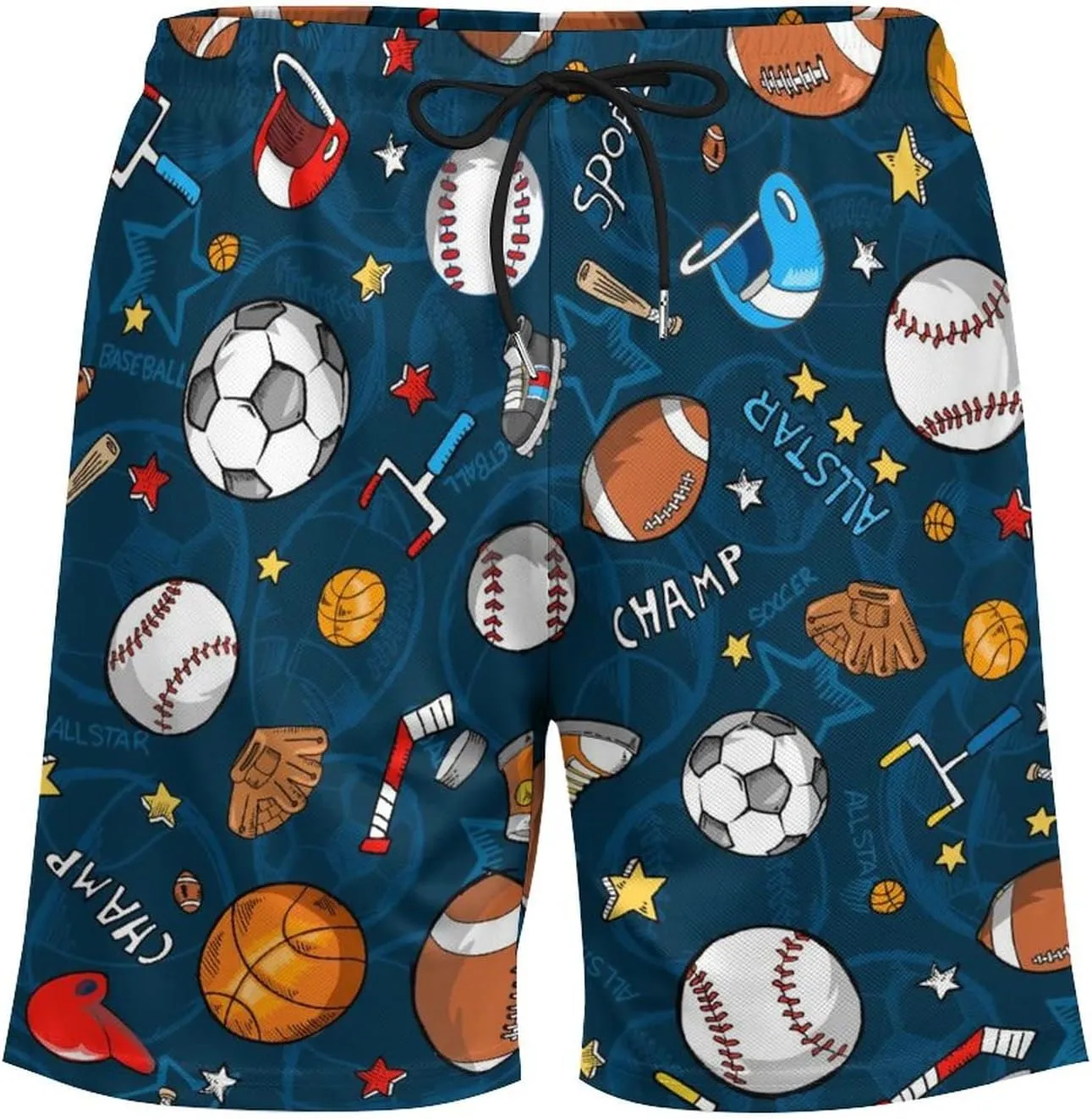 Soccer Ball on Fire Mens Quick Dry Swim Trunks Board Shorts with Compression Liner and Pockets