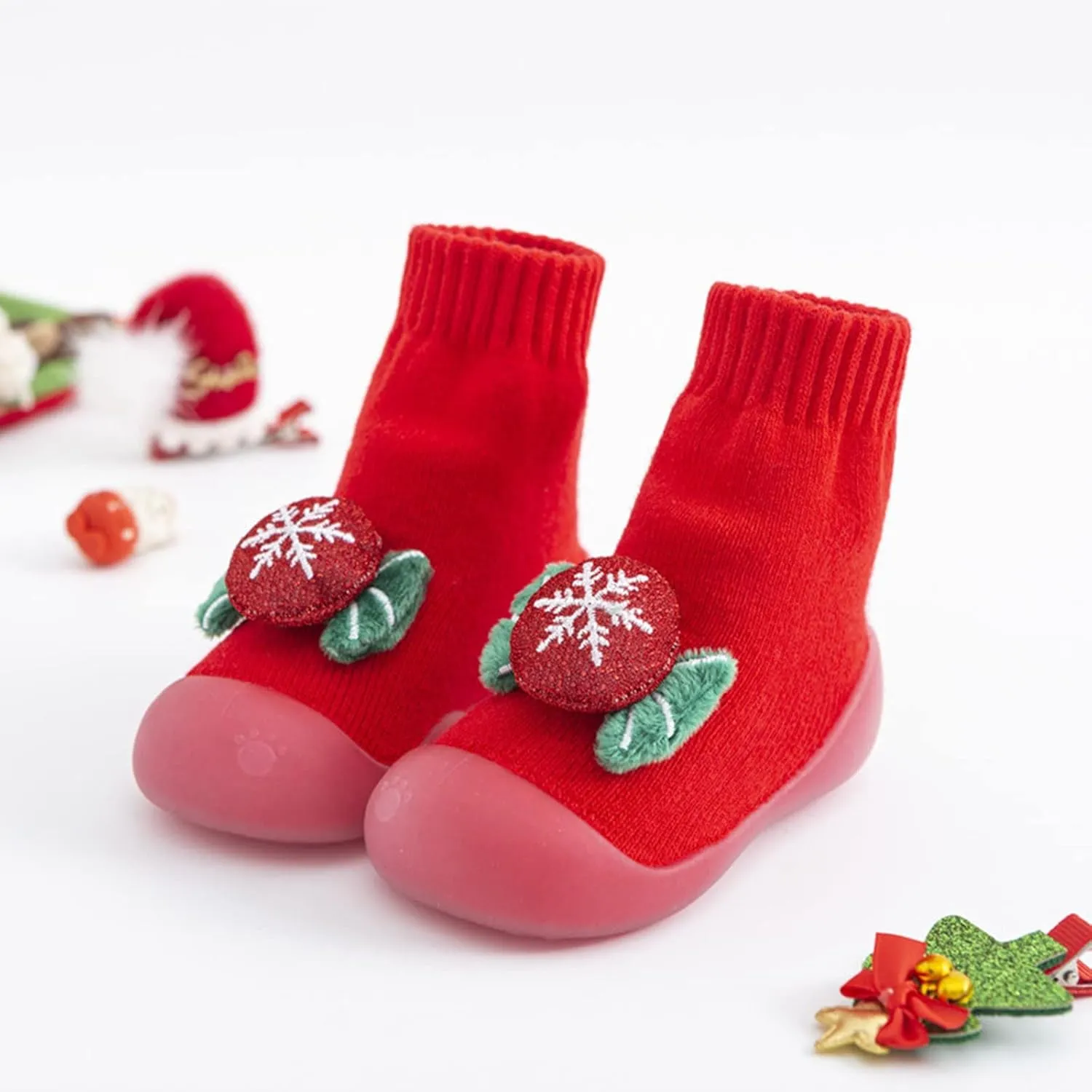 Sock Shoes Toddler,Christmas Infant Baby Boys Girls Cartoon Ears Floor Socks Non Slip Baby Step Shoes Socks Booties