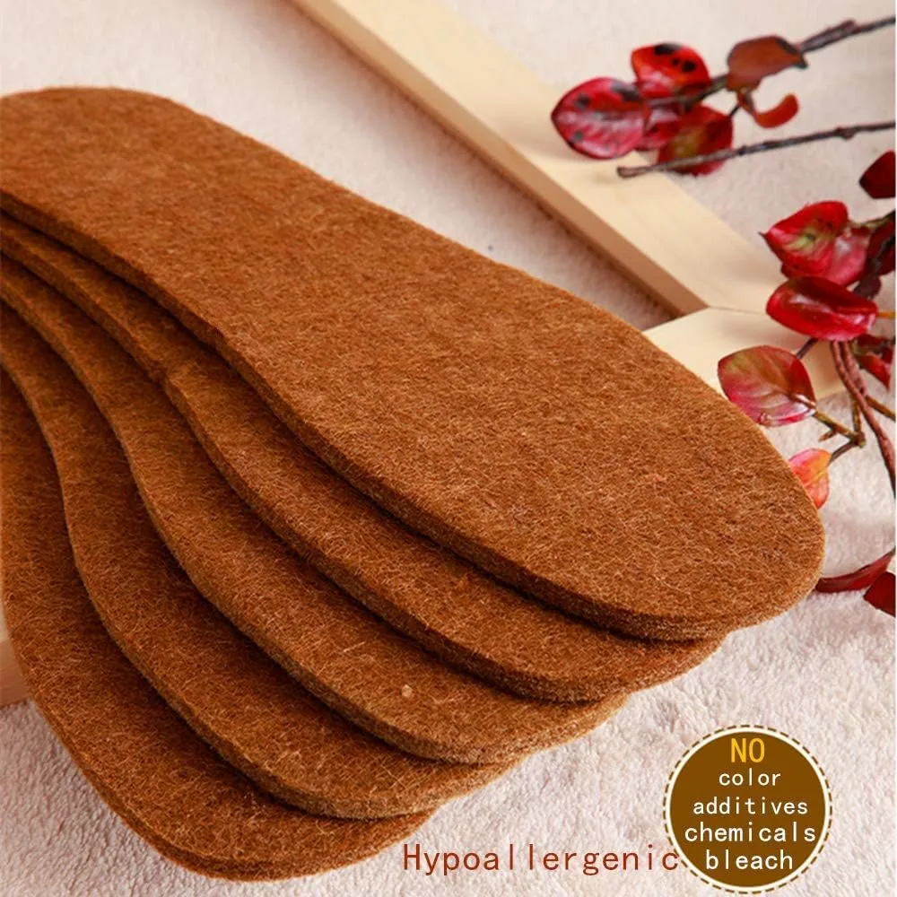 Soft Alpaca Wool Felt Winter Warm Shoe Boot Insoles - Natural Wool Felt Insert for Men and Women (Men 14)