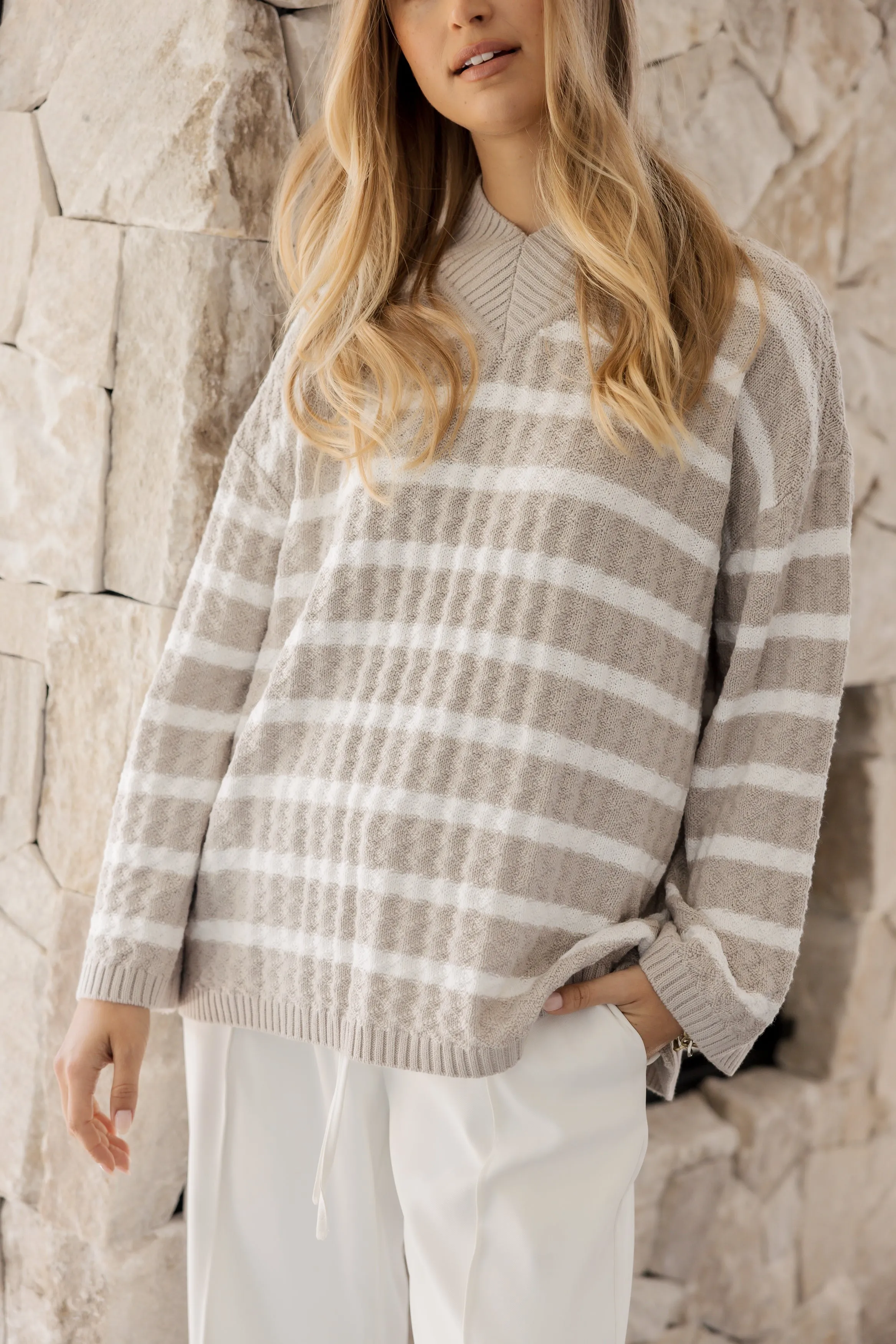 SONNY Knit Jumper Stone Stripe